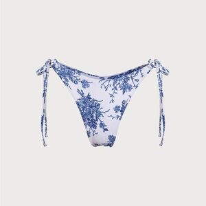 Berlook Blue Floral Tie High Cut Leg Bikini Bottom